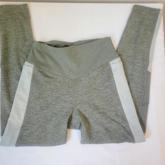 PINK Victoria's Secret Pants - Victoria's Secret PINK Cozy High Waist Leggings Green Grey Side Pockets Small